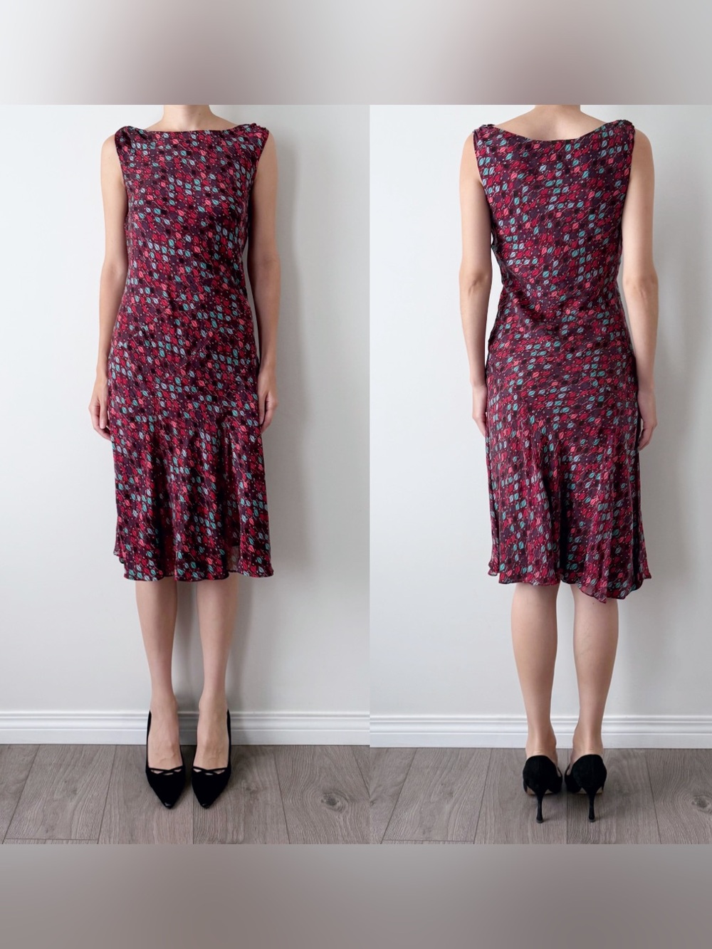 Diane Von Furstenberg silk abstract boatneck slip dress